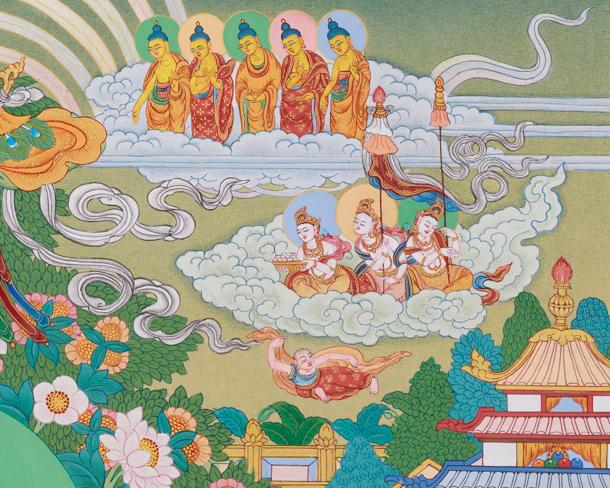 Amitabha Singham Thangka | The Buddha of Boundless Compassion and Light