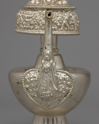 Silver Bhumpa Ritual Vase | Tibetan Buddhist Altar Piece