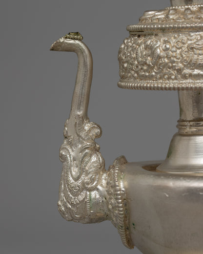 Silver Bhumpa Ritual Vase | Tibetan Buddhist Altar Piece