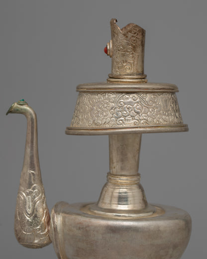 Silver Plated And Copper Bhumpa | Traditional Tibetan Ceremony Vase