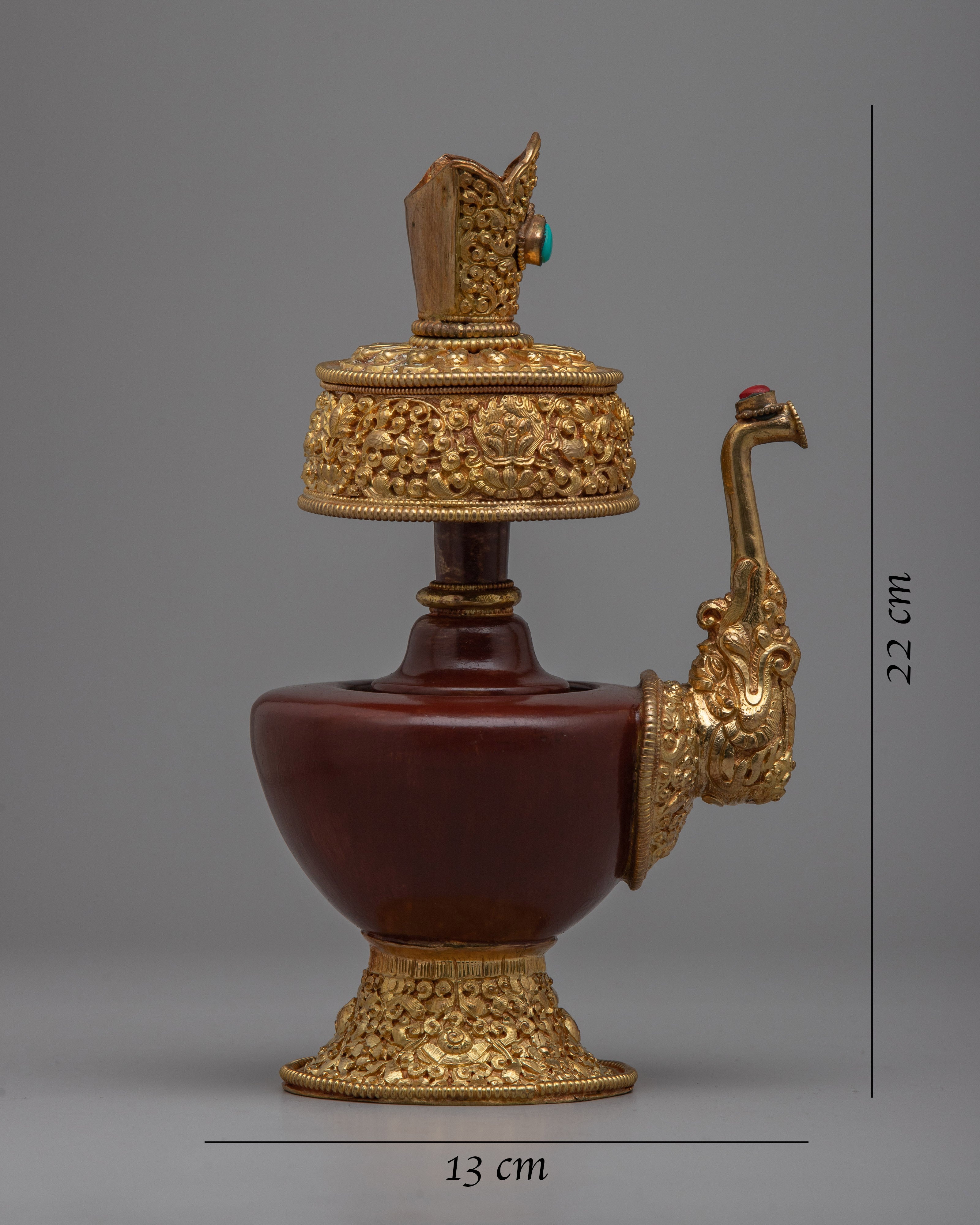 Ceremonial Copper Bhumpa | Gold Plated Buddhist Offering Vase