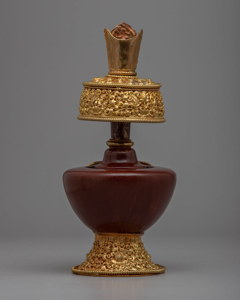 Ceremonial Copper Bhumpa | Gold Plated Buddhist Offering Vase