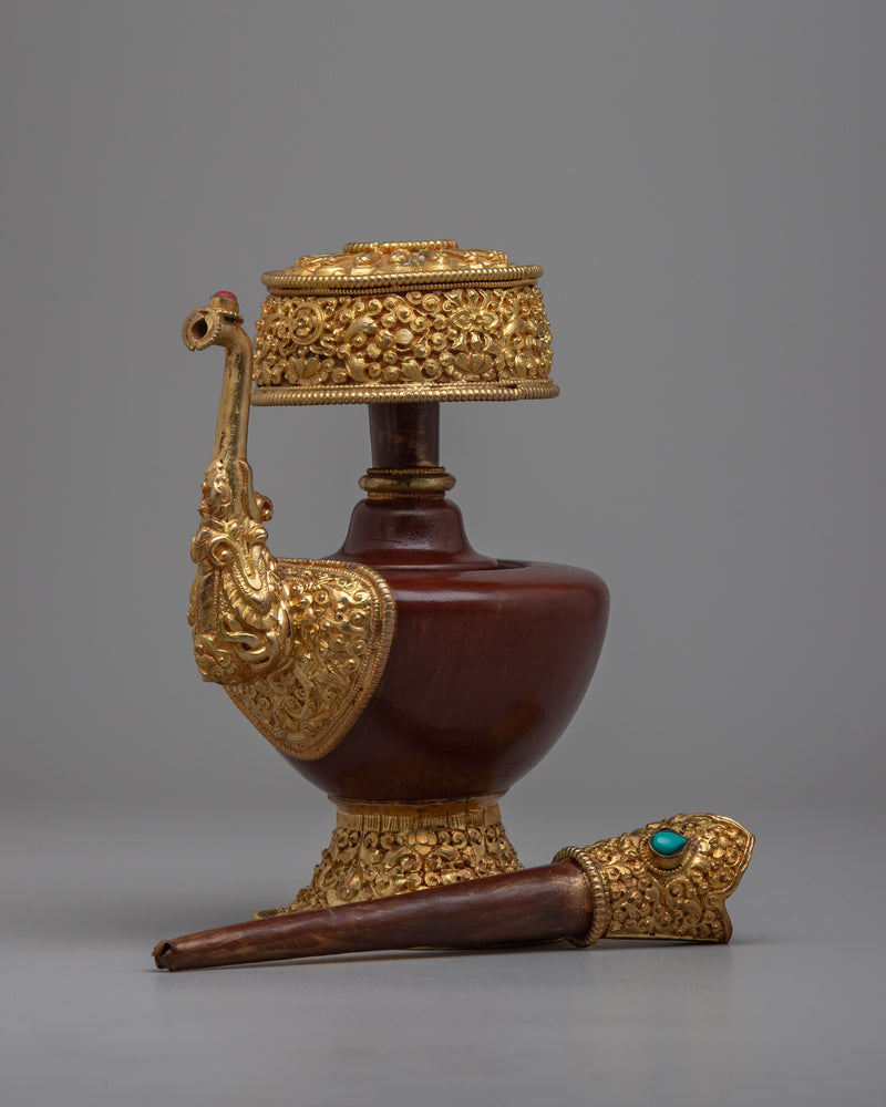 Ceremonial Copper Bhumpa | Gold Plated Buddhist Offering Vase