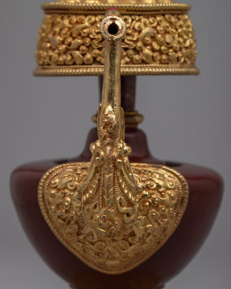 Ceremonial Copper Bhumpa | Gold Plated Buddhist Offering Vase