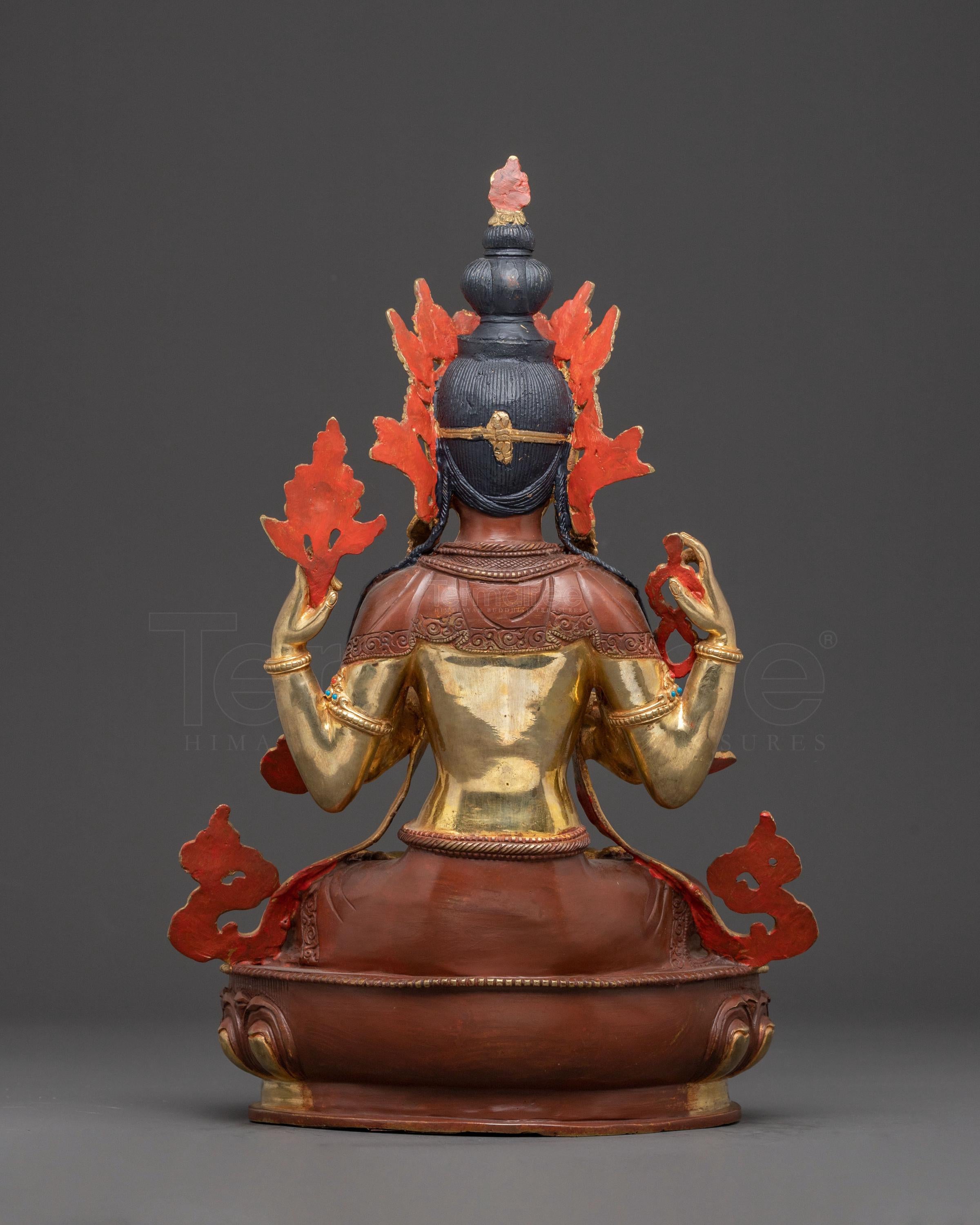 Handmade Bodhisattva Avalokiteshvara Copper Statue | Buddhist Bodhisattva Art
