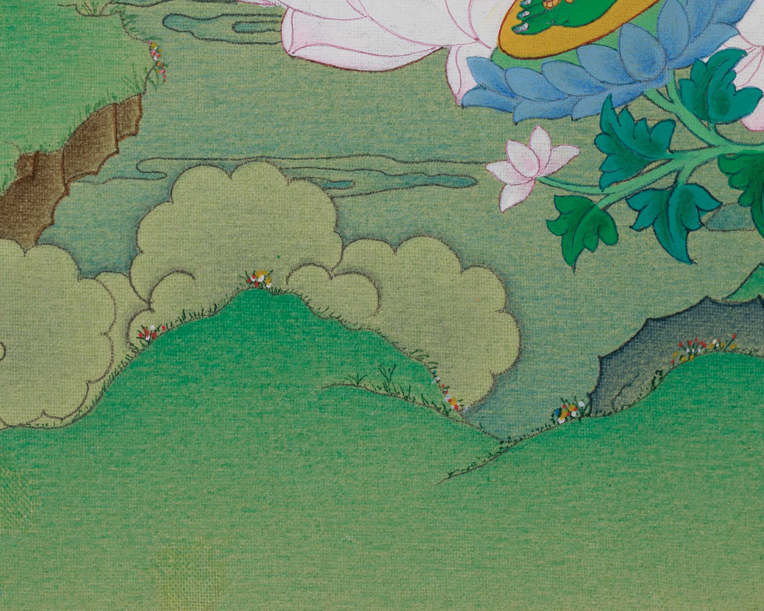 Deity of Compassion Green Tara Thangka | Divine Feminine Artwork