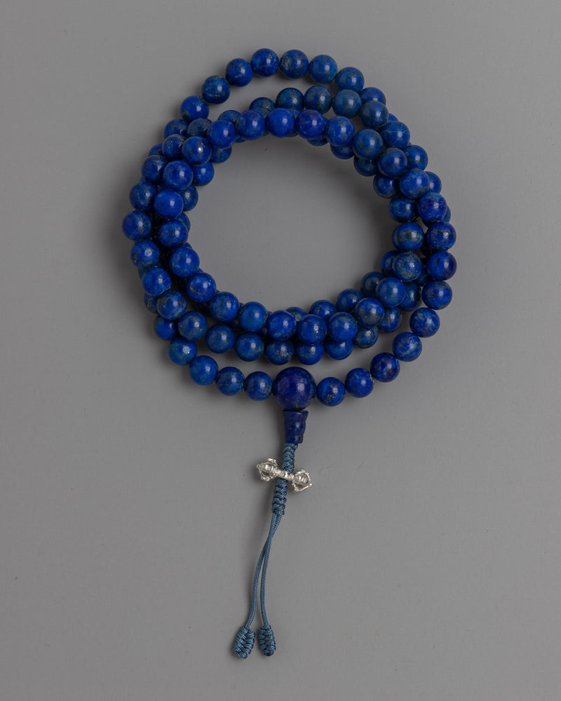 7A Natural Lapis Lazuli Mala Beads | Premium Quality for Spiritual Practice and Healing