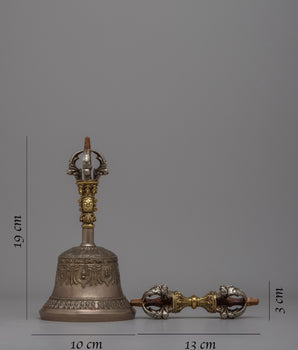 Tibetan Bronze Buddhist Vajra and Bell | Harnessing Sacred Symbols of Enlightenment and Spiritual Harmony in Ritual Practice