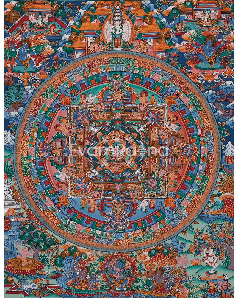 Original Hand-Painted Buddha Shakyamuni Mandala | Tibetan Wall Decoration Painting