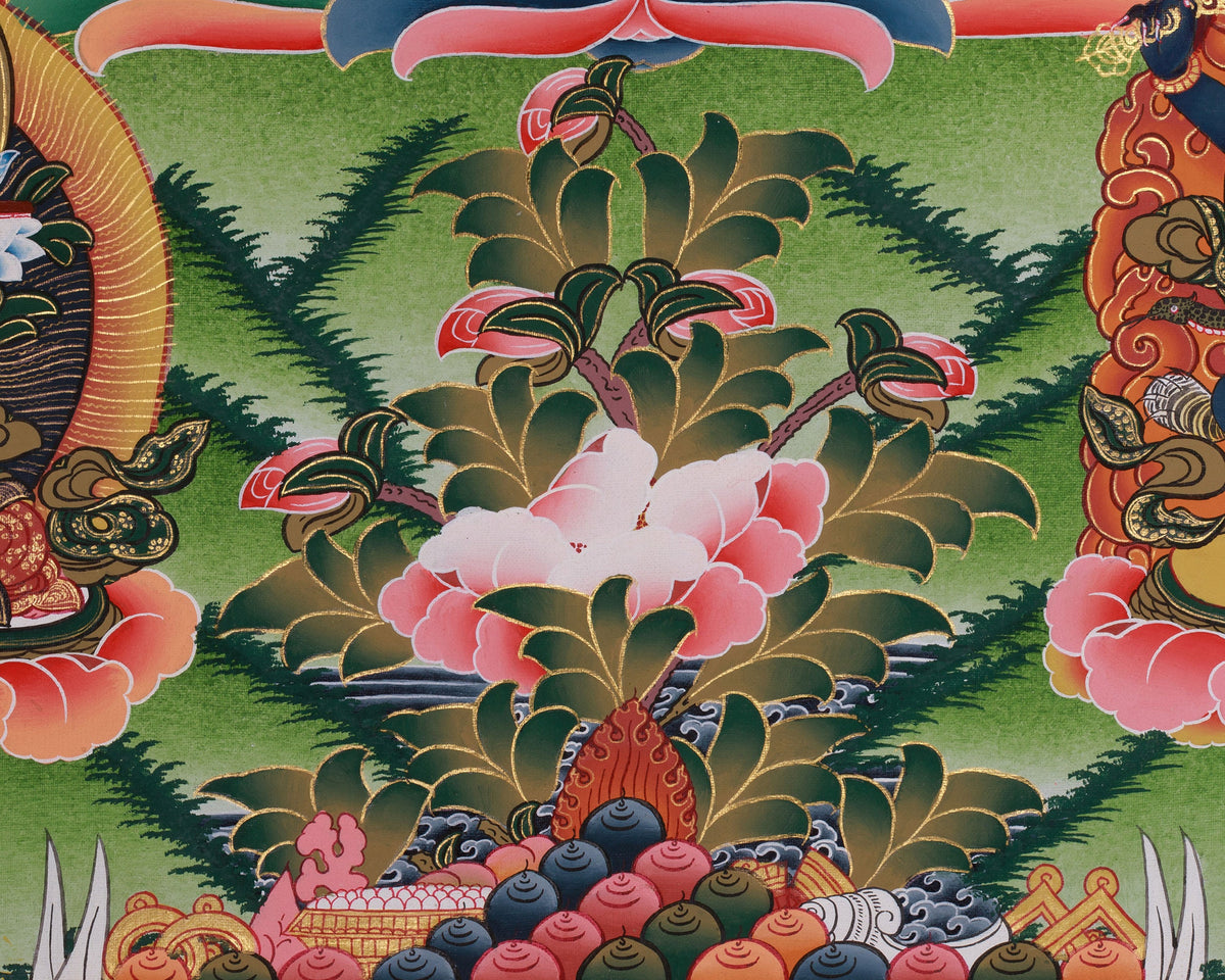 Chenresig with Vajrapani and Manjushri Thangka | Bodhisattvas Art