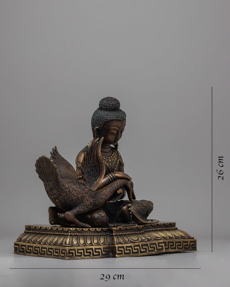 Siddhartha Gautam Buddha with Swan | Serenity and Enlightenment Through Graceful Symbolism