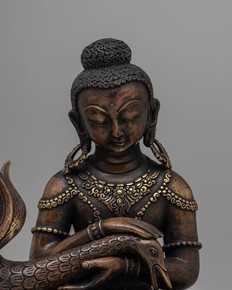 Siddhartha Gautam Buddha with Swan | Serenity and Enlightenment Through Graceful Symbolism