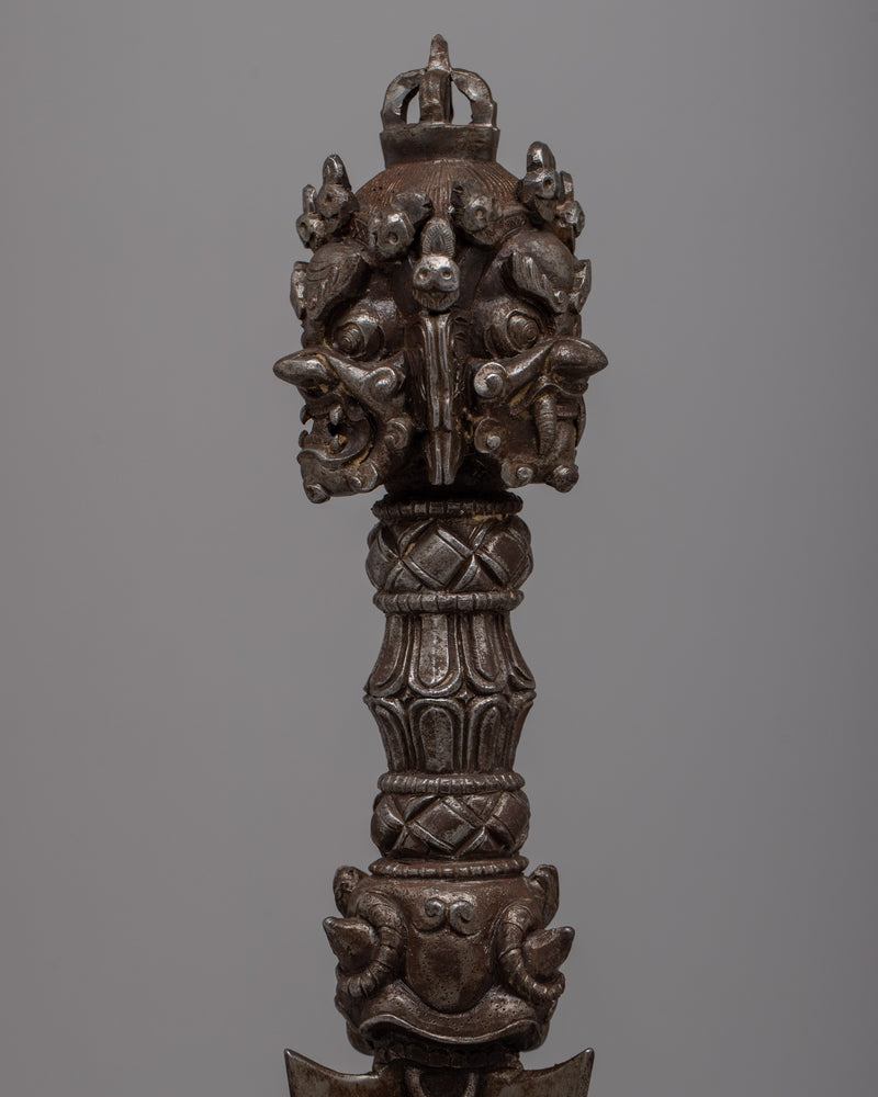 Iron Phurba Dagger with Stand | Tibetan Buddhist Tantric Practice