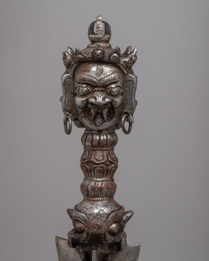 Tibetan Iron Phurba With Stand | Spiritual Protection Dagger