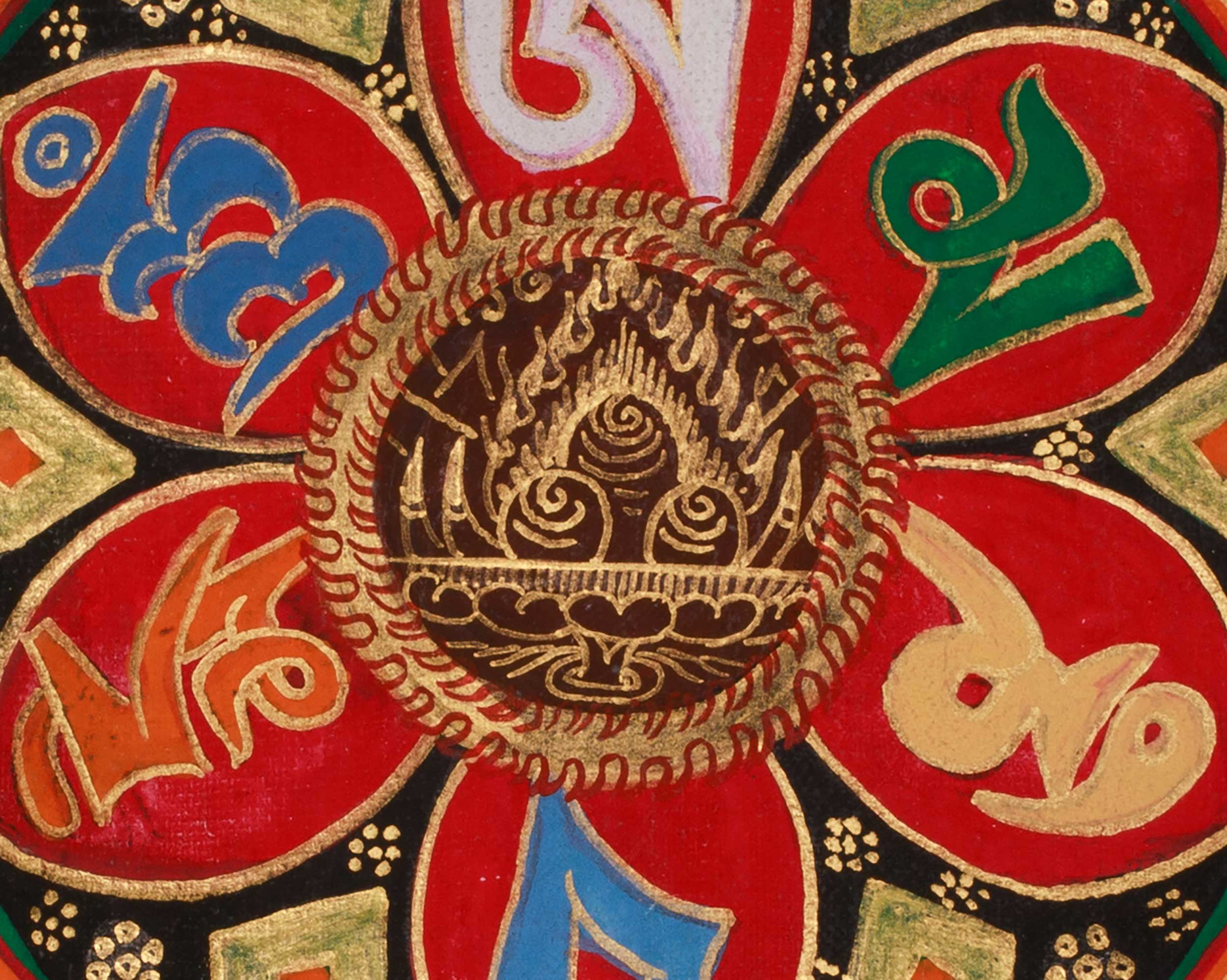 Healing Mantra Mandala Thangka | Spiritual Visualization | Sacred Buddhist Artwork