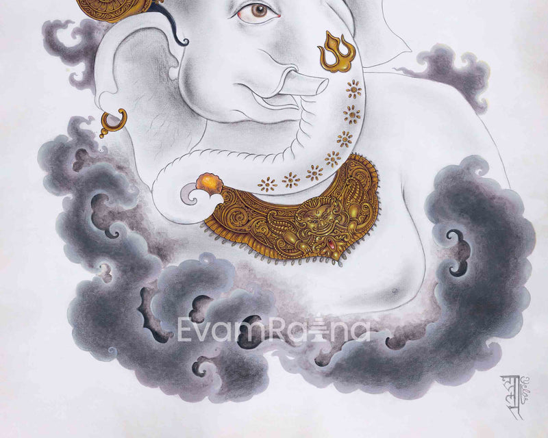 Newari Paubha Print To Practice Ganesh Mantra | Highly-Revered Hindu Deity Art Print For Rituals