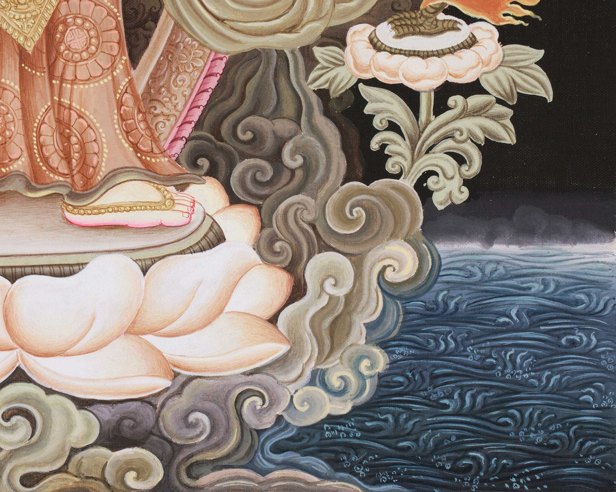 Standing Compassion Deity Chenrezig Thangka | Symbol of Divine Love