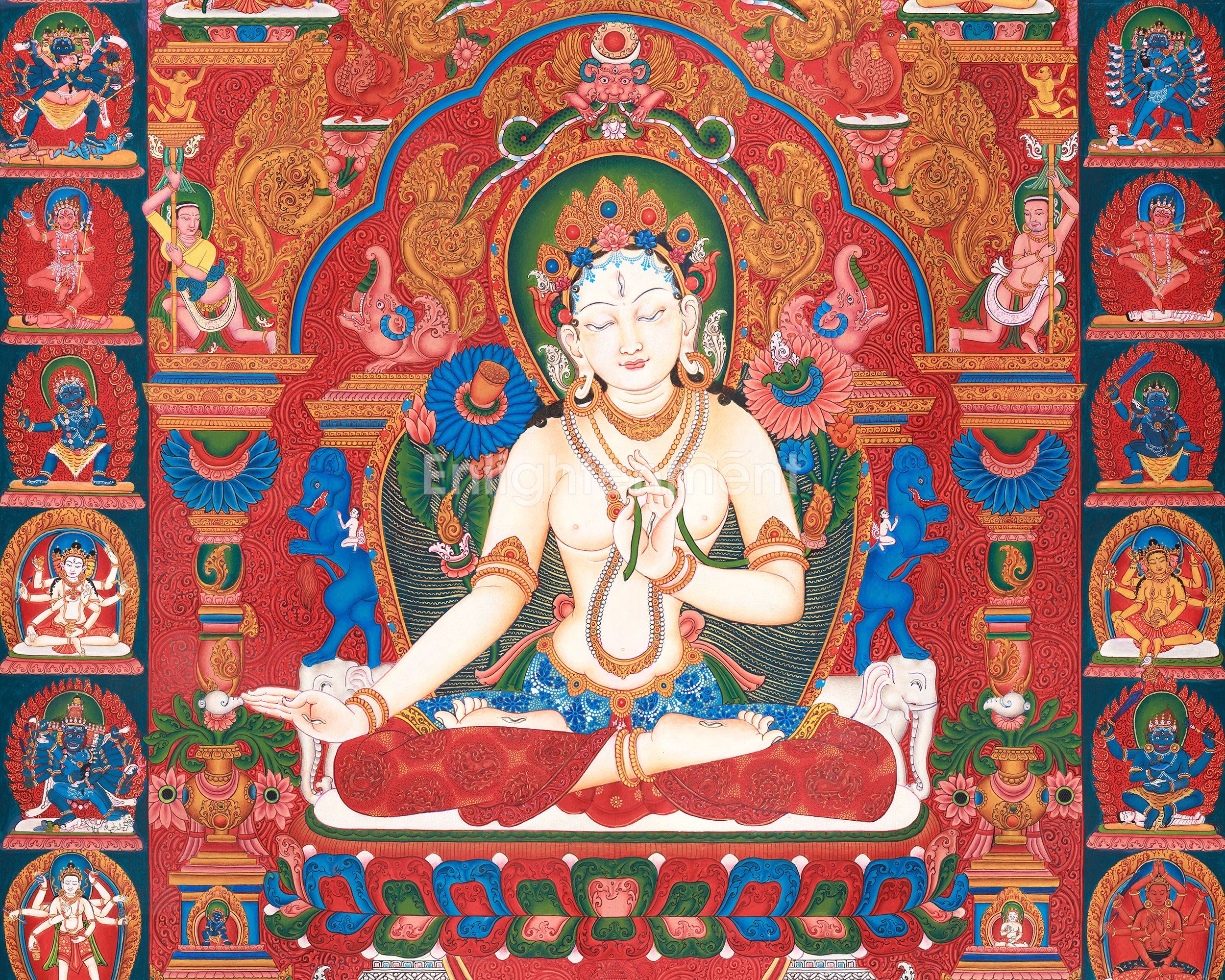 Healing Mother Tara, White Dolma Painting | A Masterpiece of Paubha Art