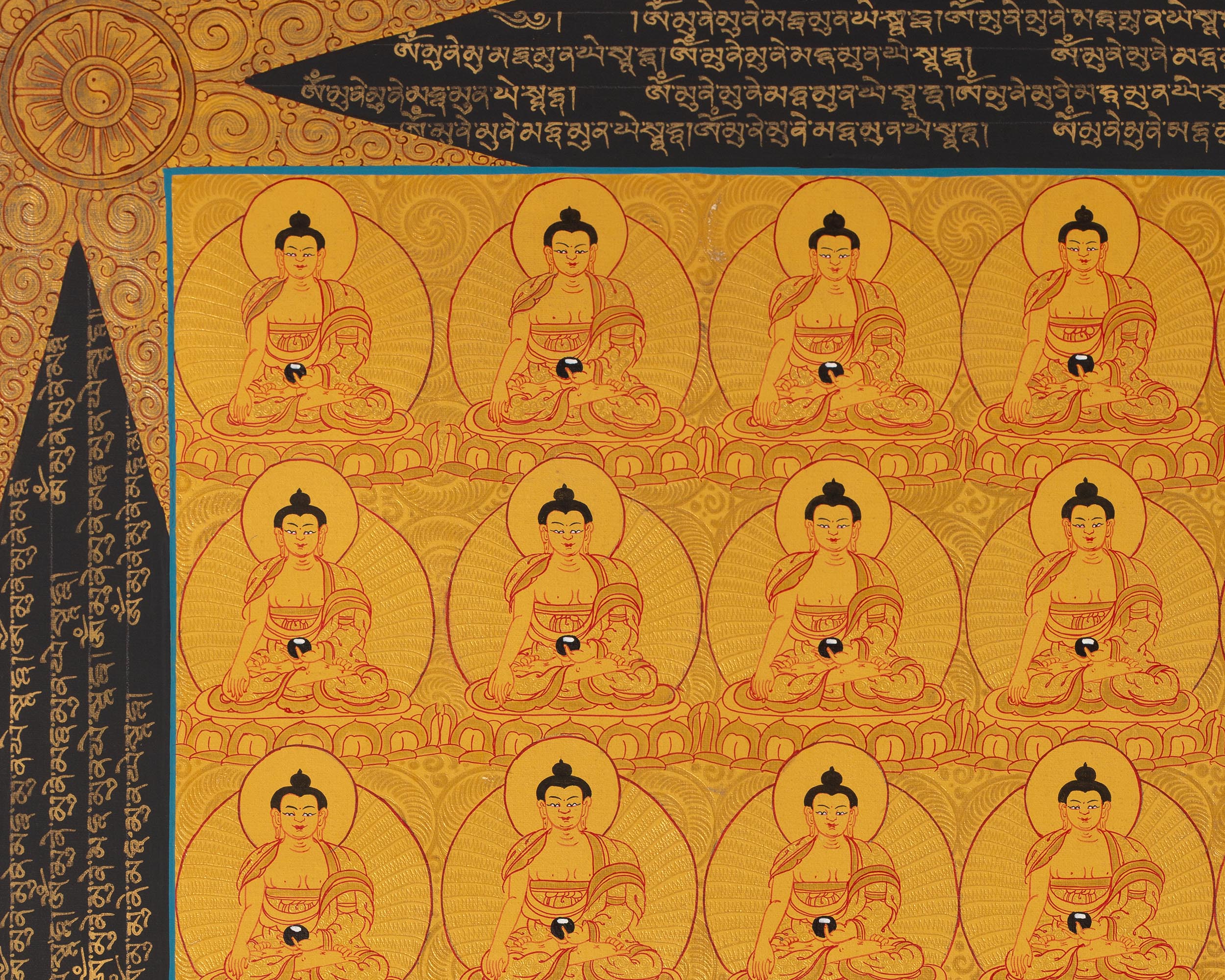 108 Buddha Thangka | Exclusive Gold Artwork | Spiritual Masterpiece