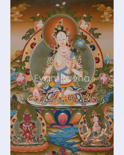 White Tara Thangka Art Painting | Wall Hanging Buddhist Art