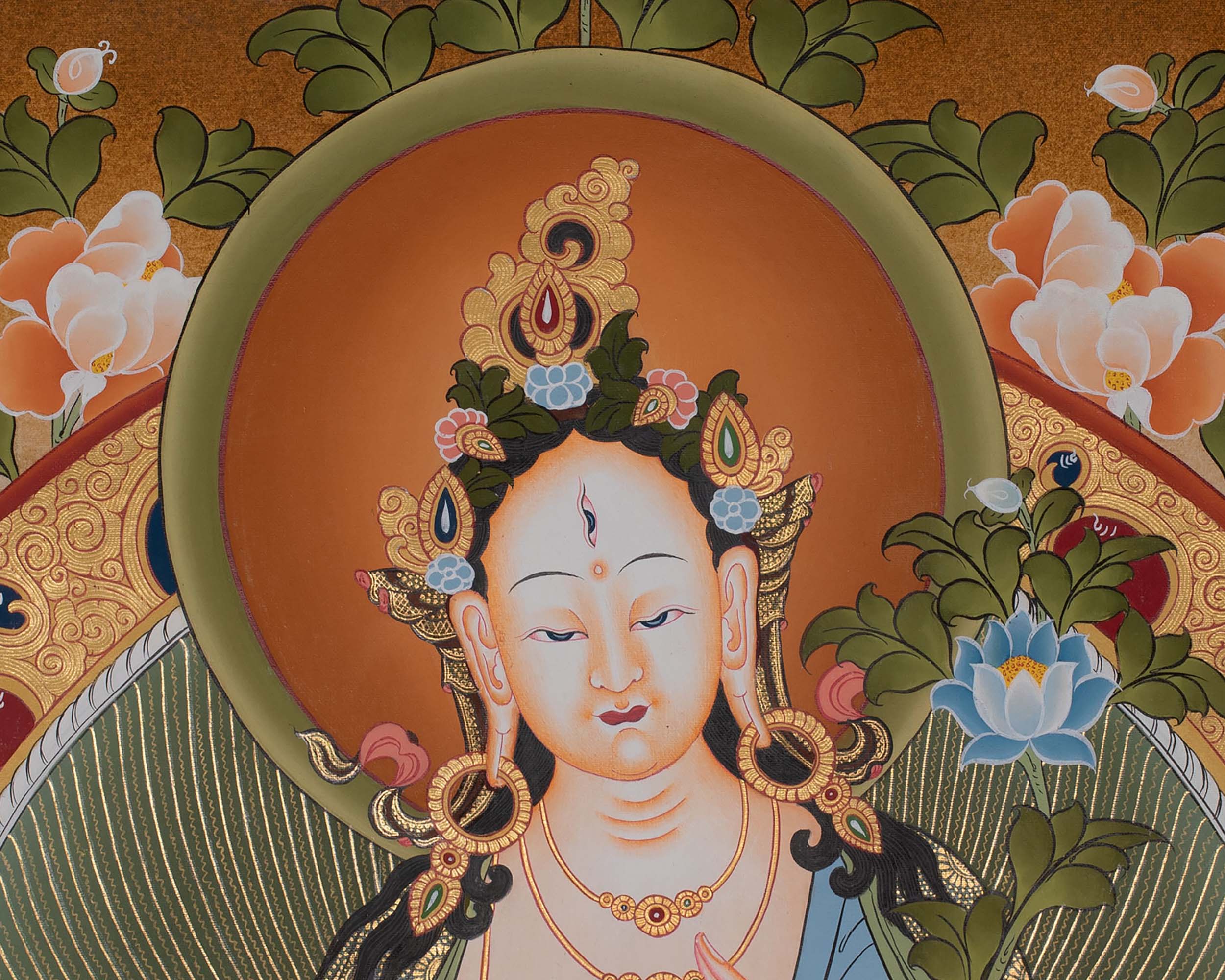 White Tara Thangka Art Painting | Wall Hanging Buddhist Art