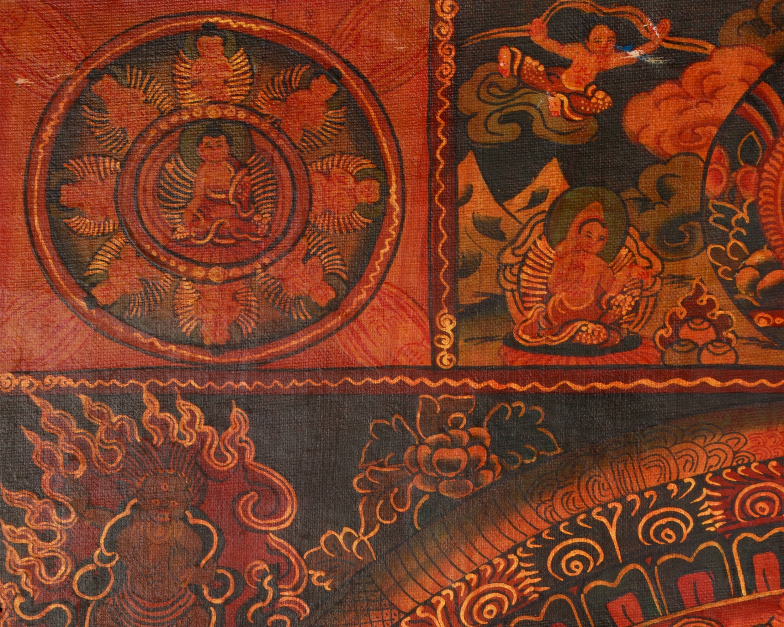 Oil Varnished Vintage Buddha Mandala | Hand-Painted Artwork of Divine Healing