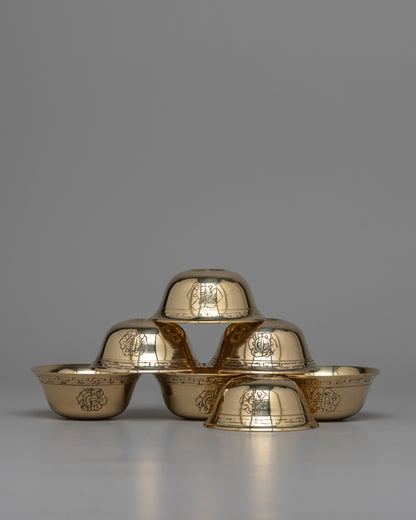 Brass Carved Offering Bowls | Traditional Spiritual Decor for Altar