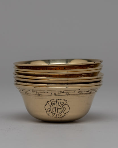 Brass Carved Offering Bowls | Traditional Spiritual Decor for Altar