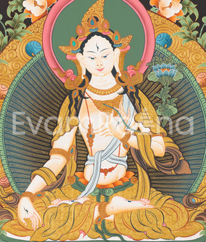 White Tara Thangka Painting | Female Bodhisattva Art