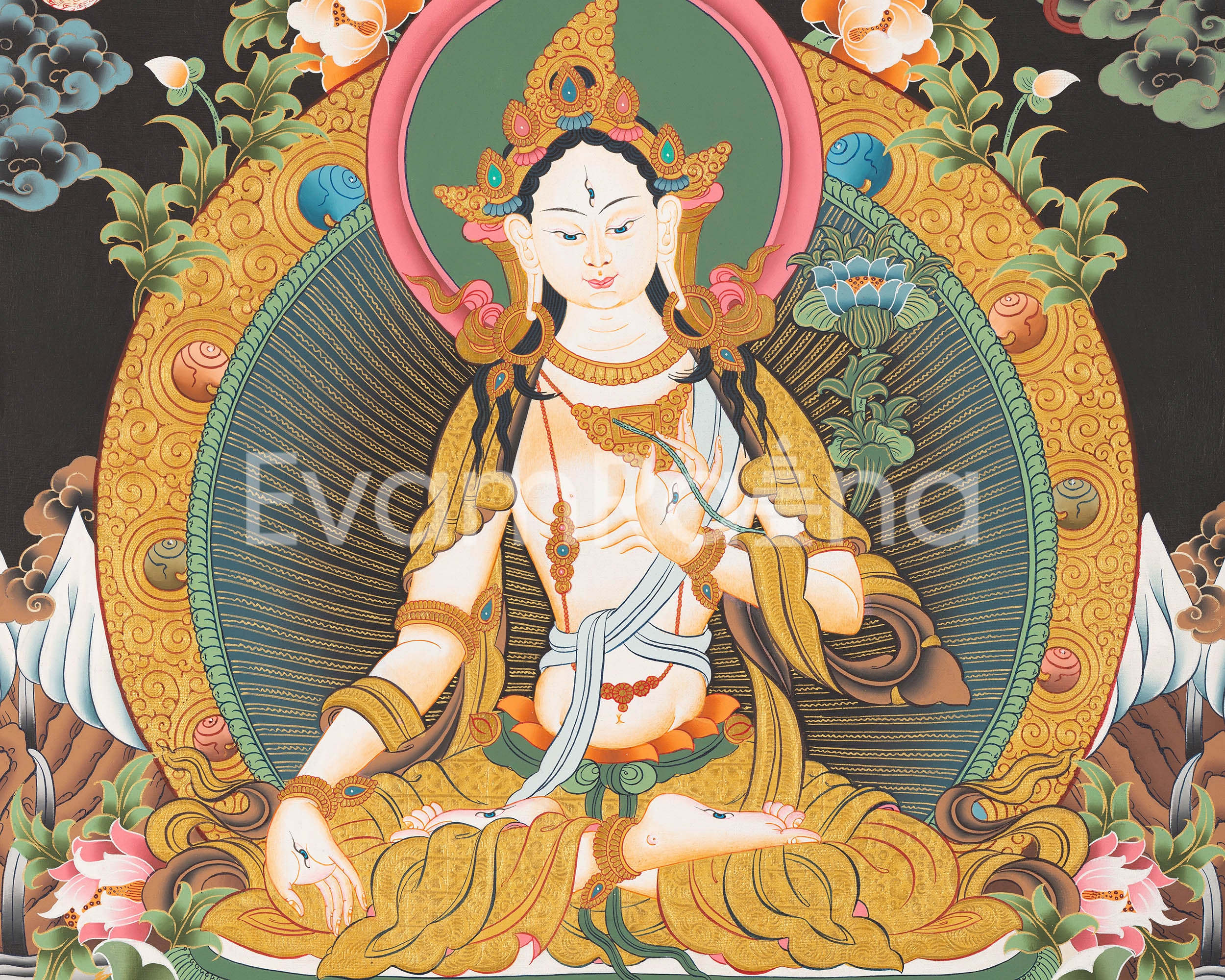 White Tara Thangka Painting | Female Bodhisattva Art