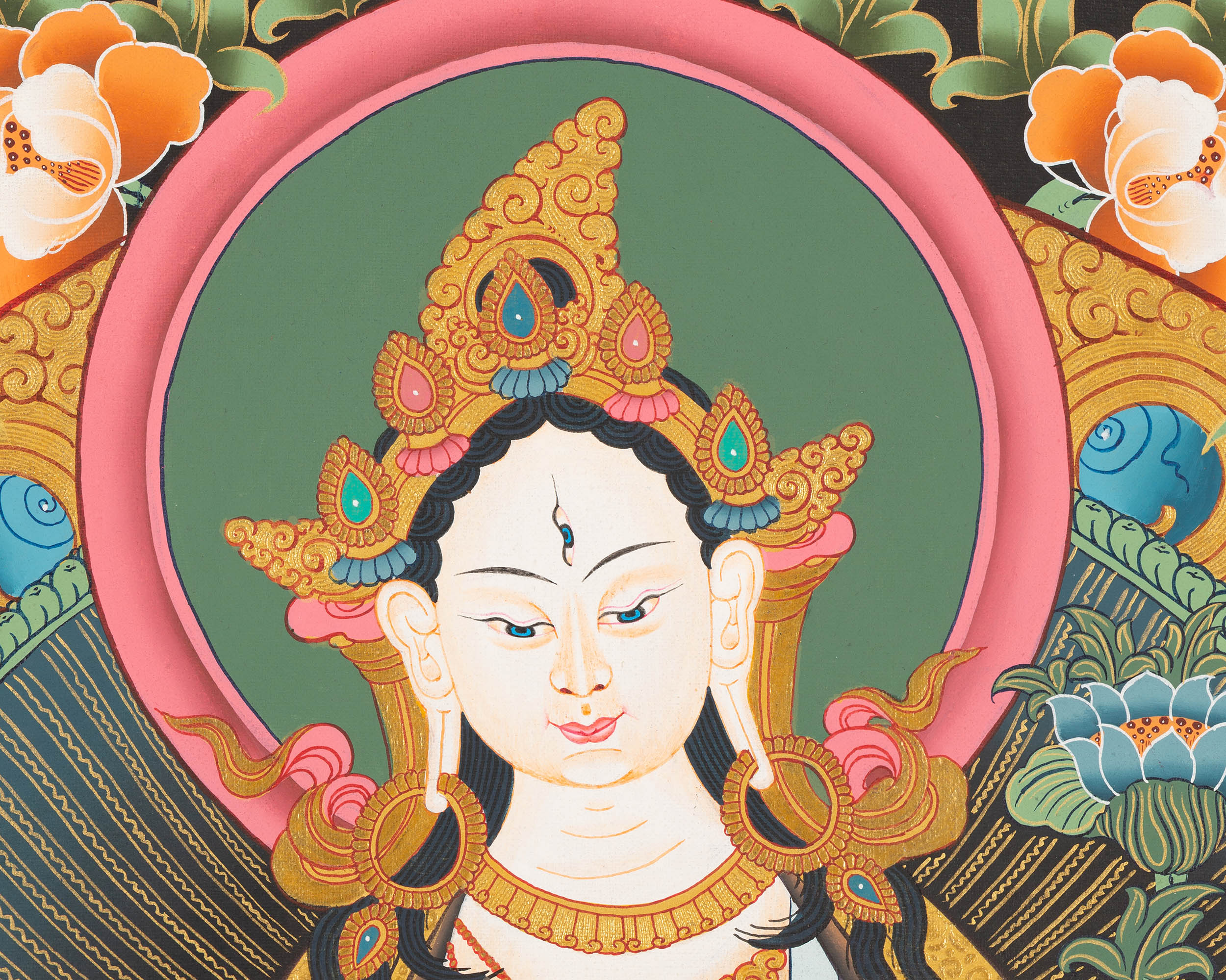 White Tara Thangka Painting | Female Bodhisattva Art