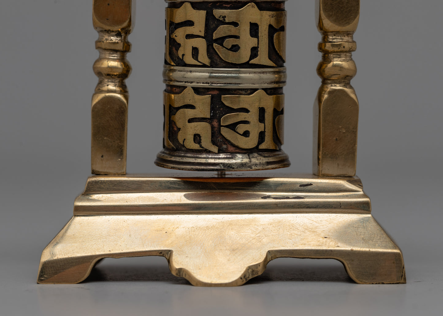 Brass Small Buddhist Prayer Wheel With Frame | Bring Blessings and Positive Energy Wherever You Go