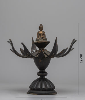 Buddha Brass Deity Lotus Mandala |  Spiritual Deity Art for Inner Calm