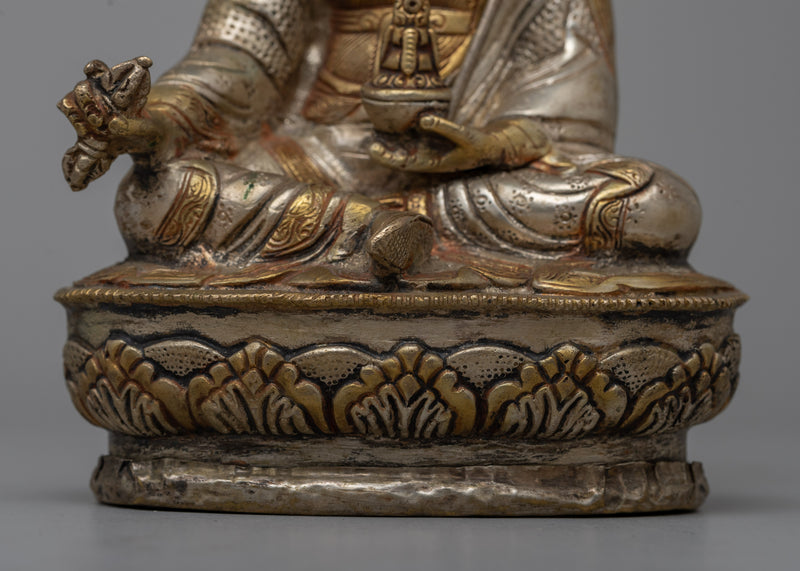 Brass Guru Rinpoche Statue |  Luxuriously Enhanced with 24k Gold Gilding