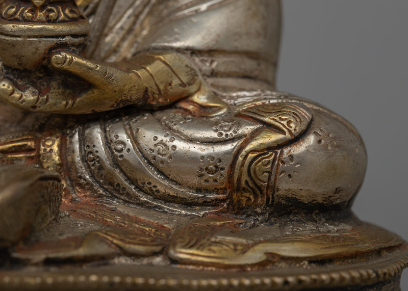 Brass Guru Rinpoche Statue |  Luxuriously Enhanced with 24k Gold Gilding