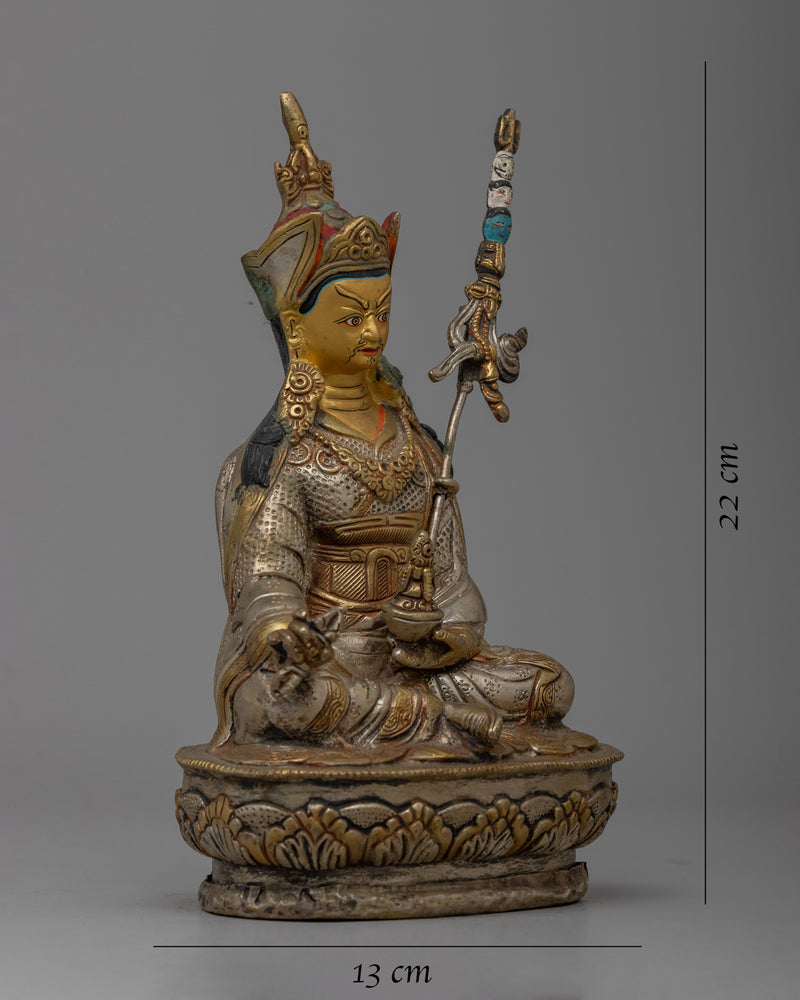 Brass Guru Rinpoche Statue |  Luxuriously Enhanced with 24k Gold Gilding