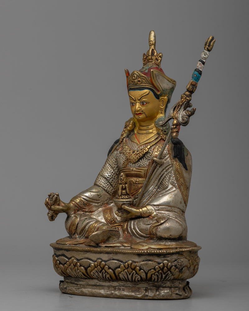 Brass Guru Rinpoche Statue |  Luxuriously Enhanced with 24k Gold Gilding