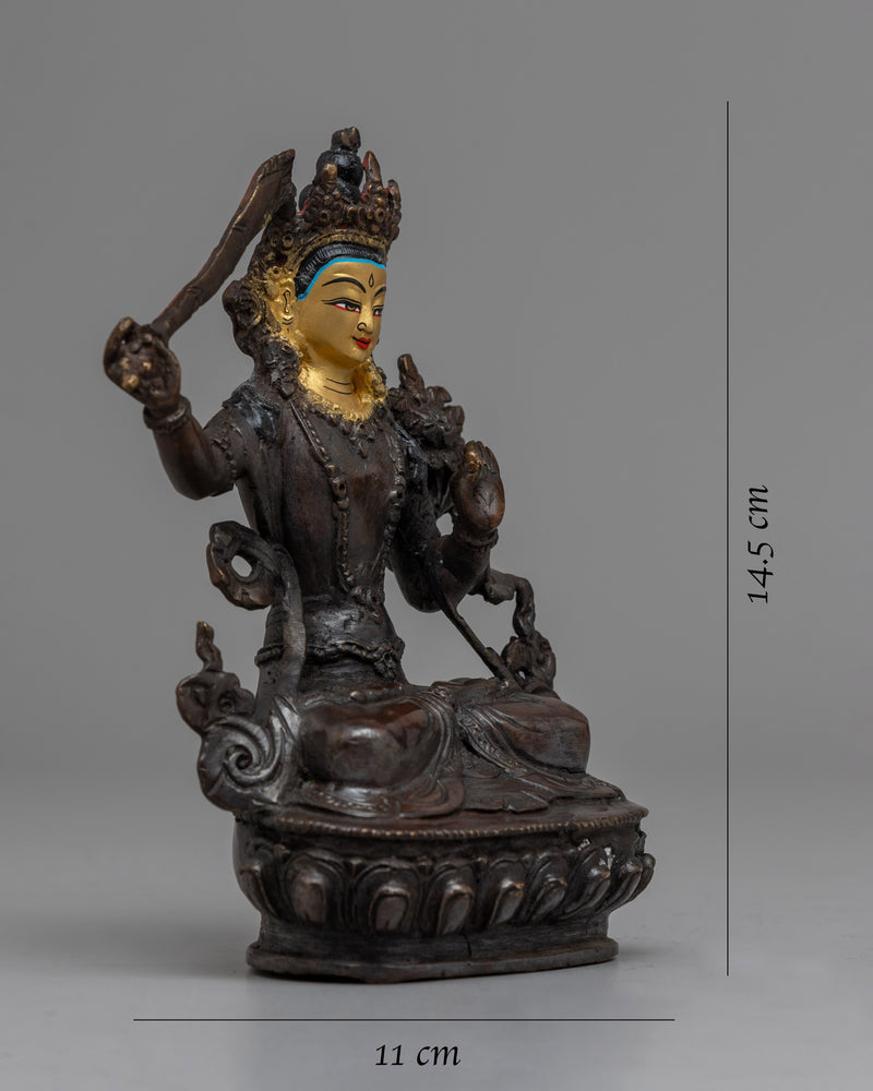 Manjushri Copper Statue | Sacred Figurine of Buddhist Learning