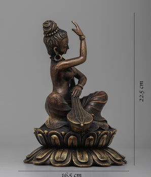 Brass Saraswati Statue | Revered Hindu Goddess of Music and Literature
