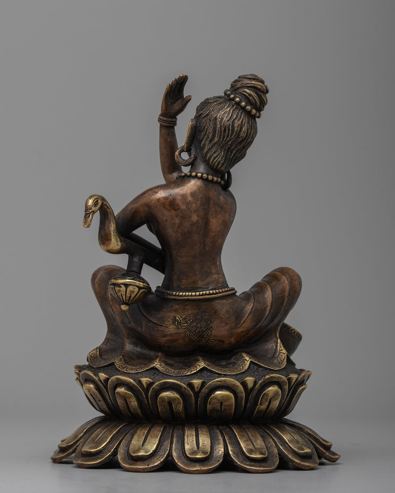 Brass Saraswati Statue | Revered Hindu Goddess of Music and Literature