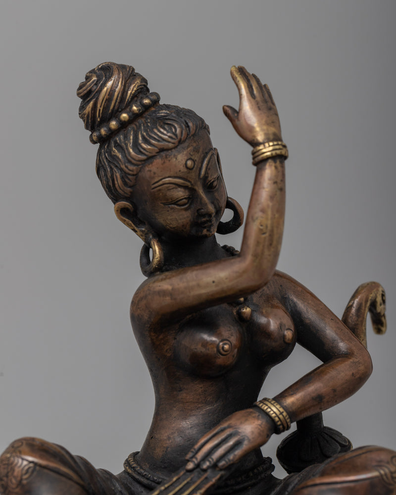 Brass Saraswati Statue | Revered Hindu Goddess of Music and Literature