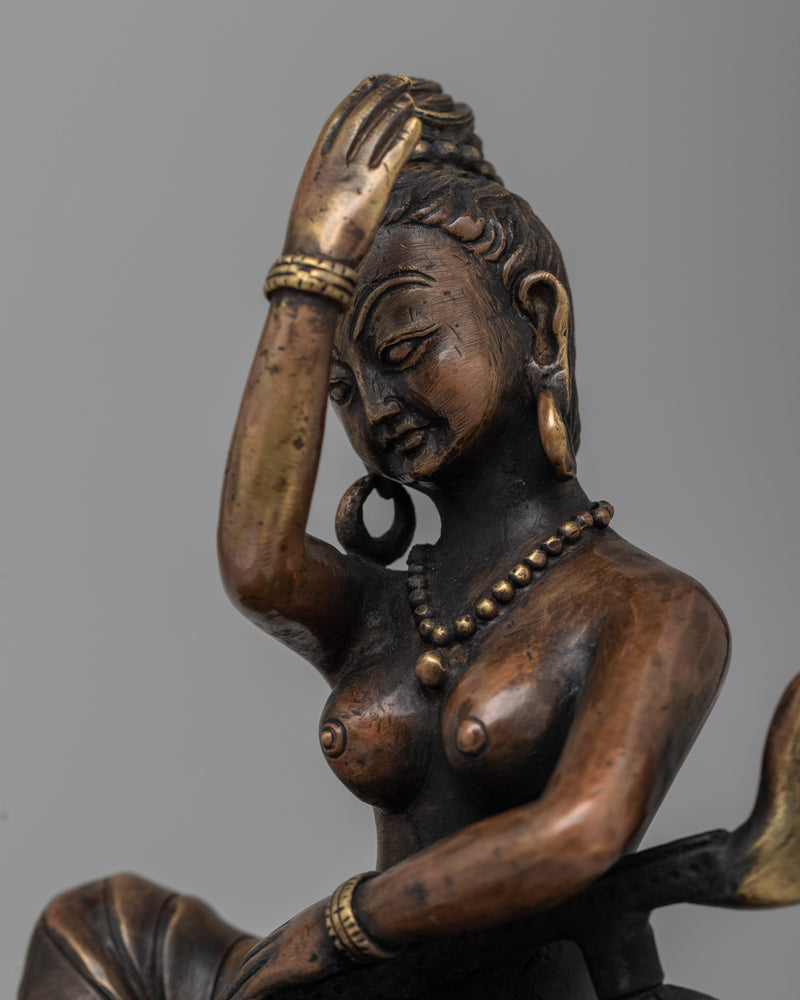 Brass Saraswati Statue | Revered Hindu Goddess of Music and Literature