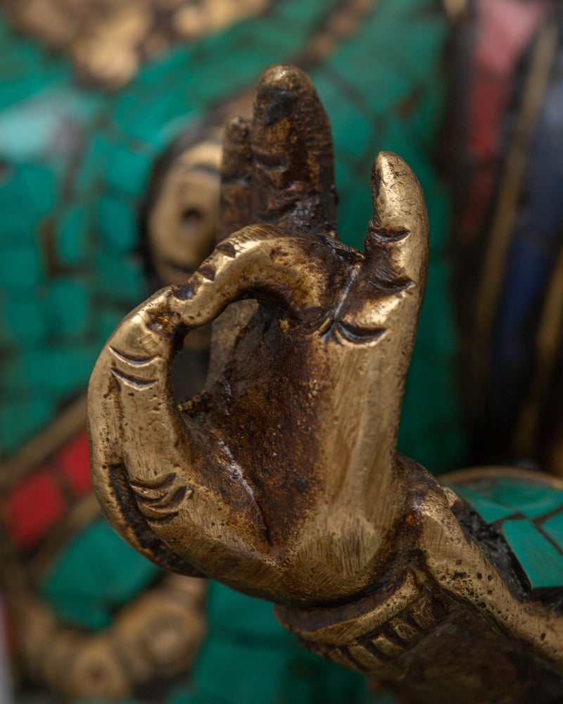 Green Brass Tara Statue | Embodying Feminine Strength and Wisdom