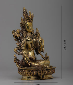Mother Green Tara Statue | Graceful Representation in Copper