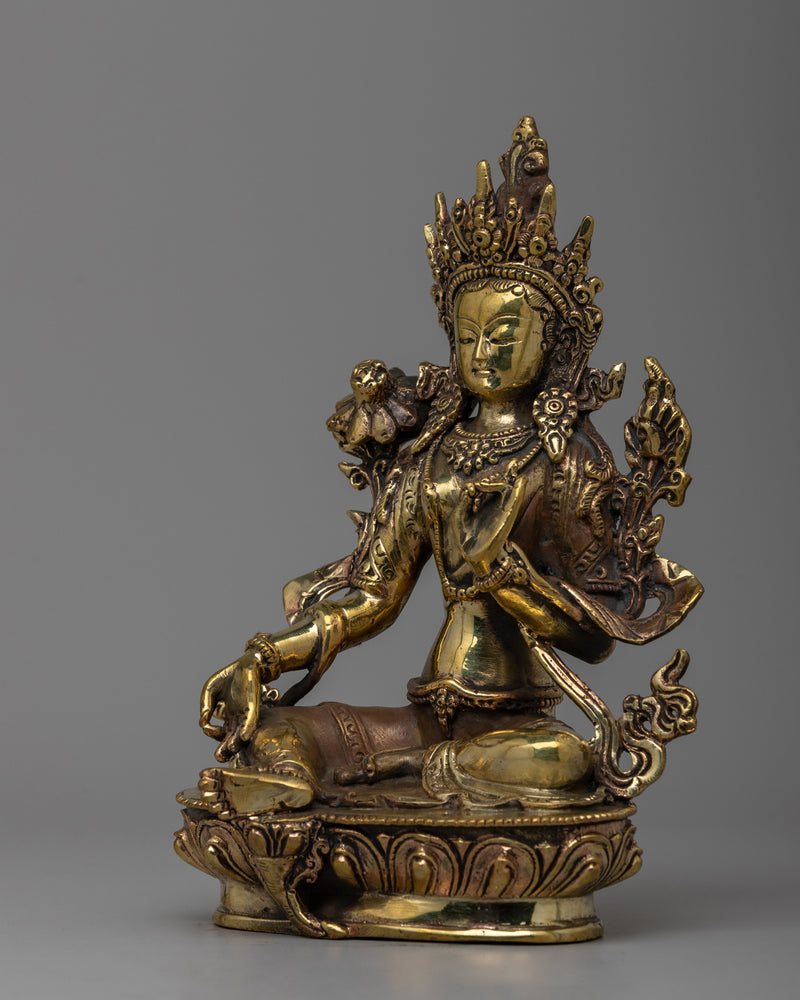 Mother Green Tara Statue | Graceful Representation in Copper