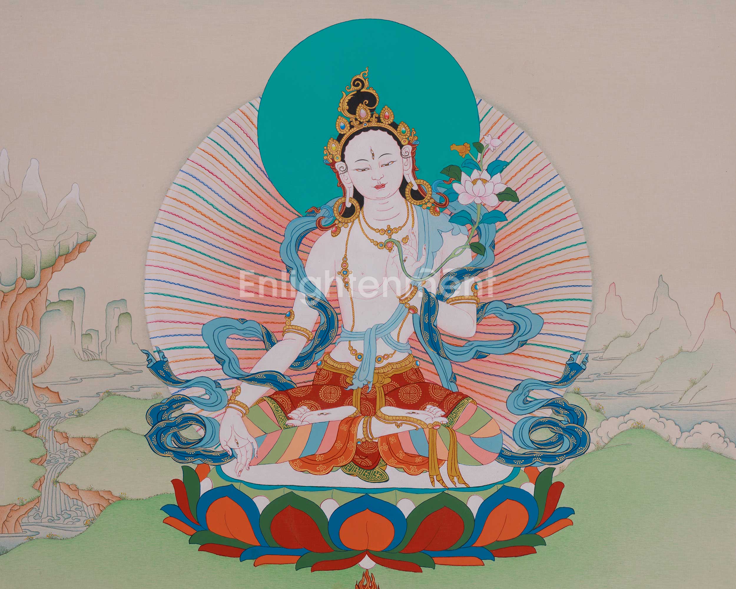 Himalayan Seven-Eyed White Tara Thangka | Sita Tara Healing Art