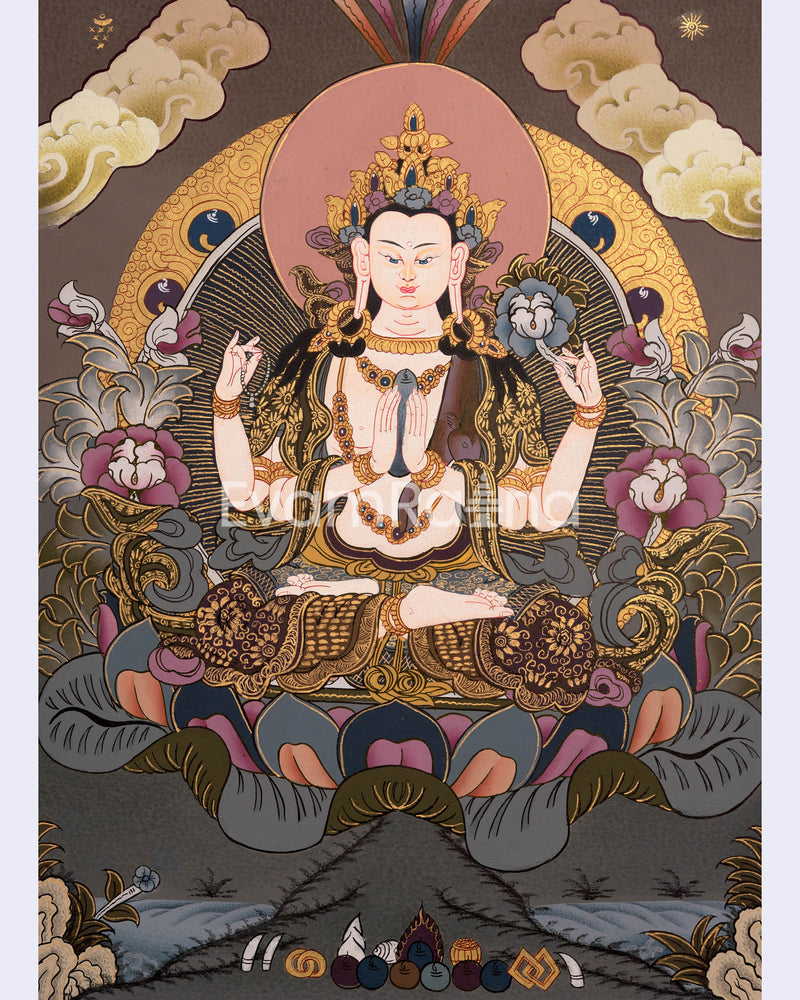 Chenrezig Bodhisattva Thangka | Shrine Room Decor