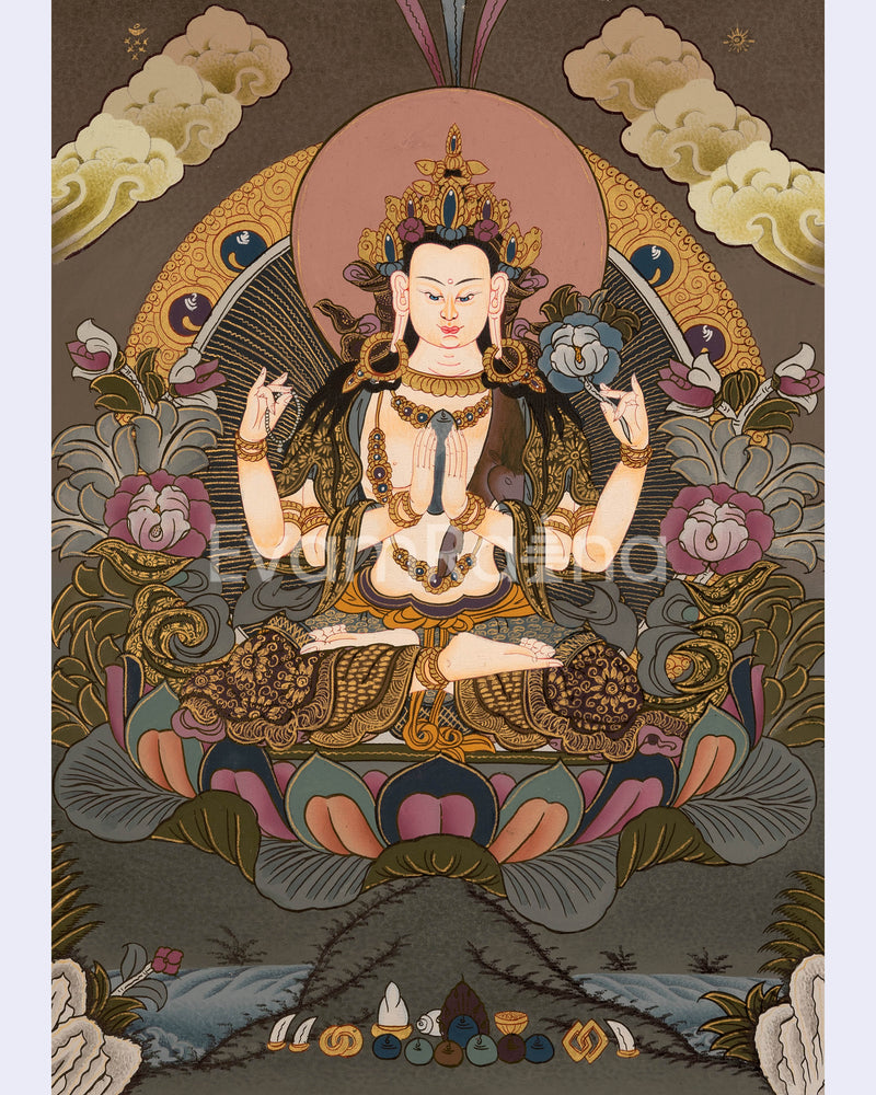 Chenrezig Bodhisattva Thangka | Shrine Room Decor