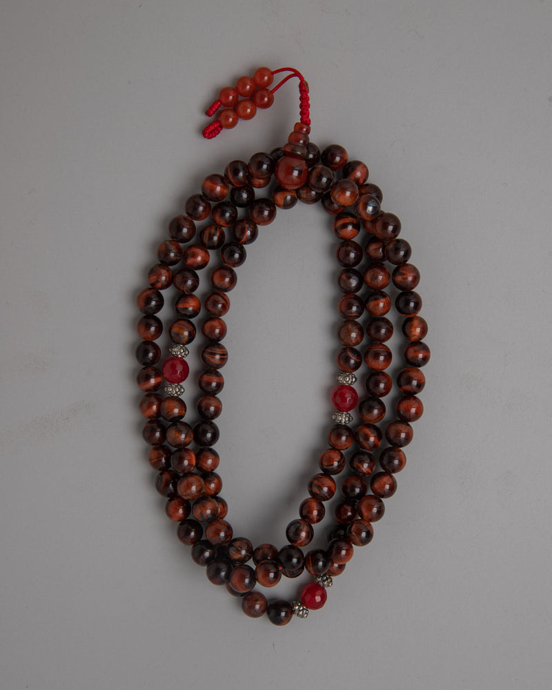 Red Tiger Eye Beads Mala | Beads for Yoga Practice and Mindfulness