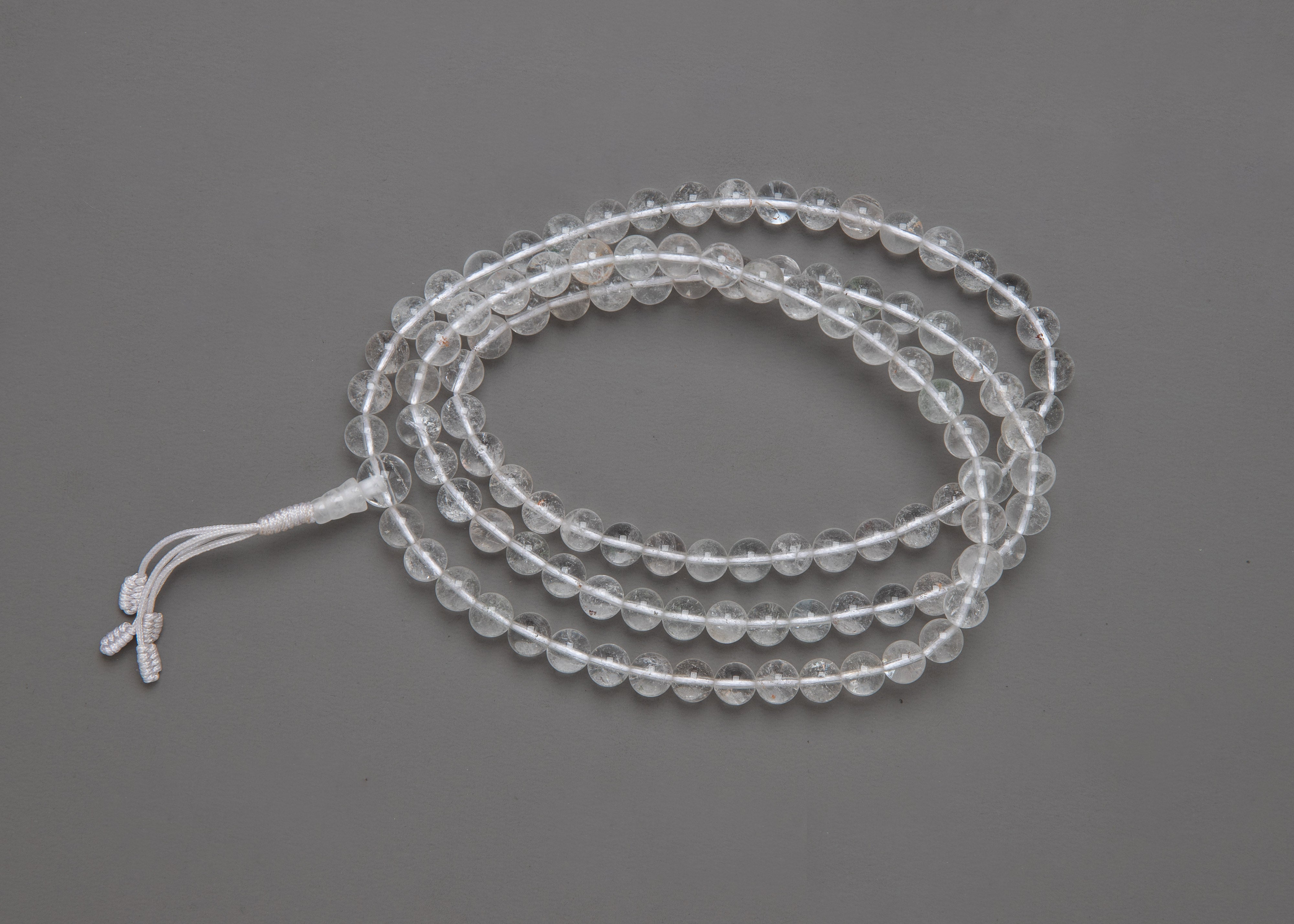 Crystal Beads White Mala | Handcrafted Spiritual Jewelry for Healing and Purity